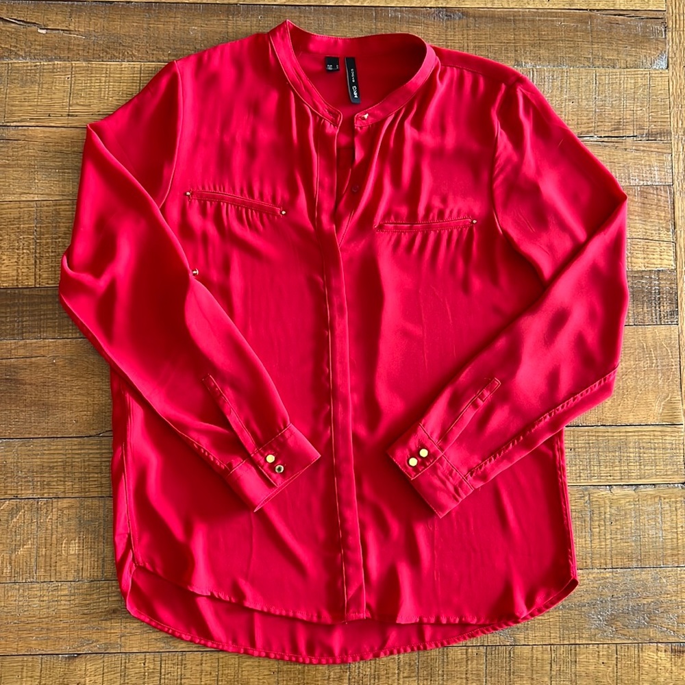 Red Work Top, MNG Basics. Size Small